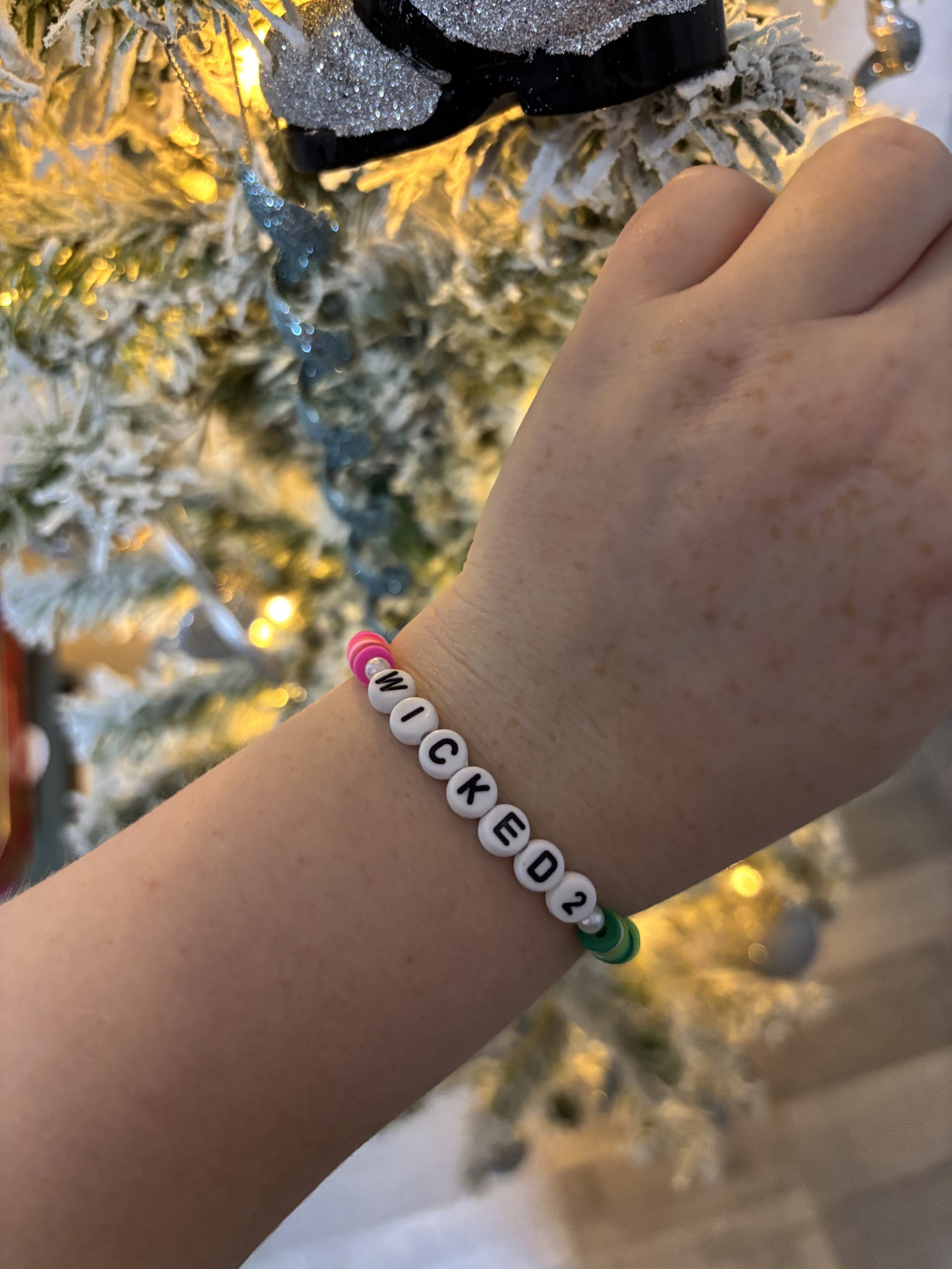 Wicked 2 - pink & green clay bead bracelet