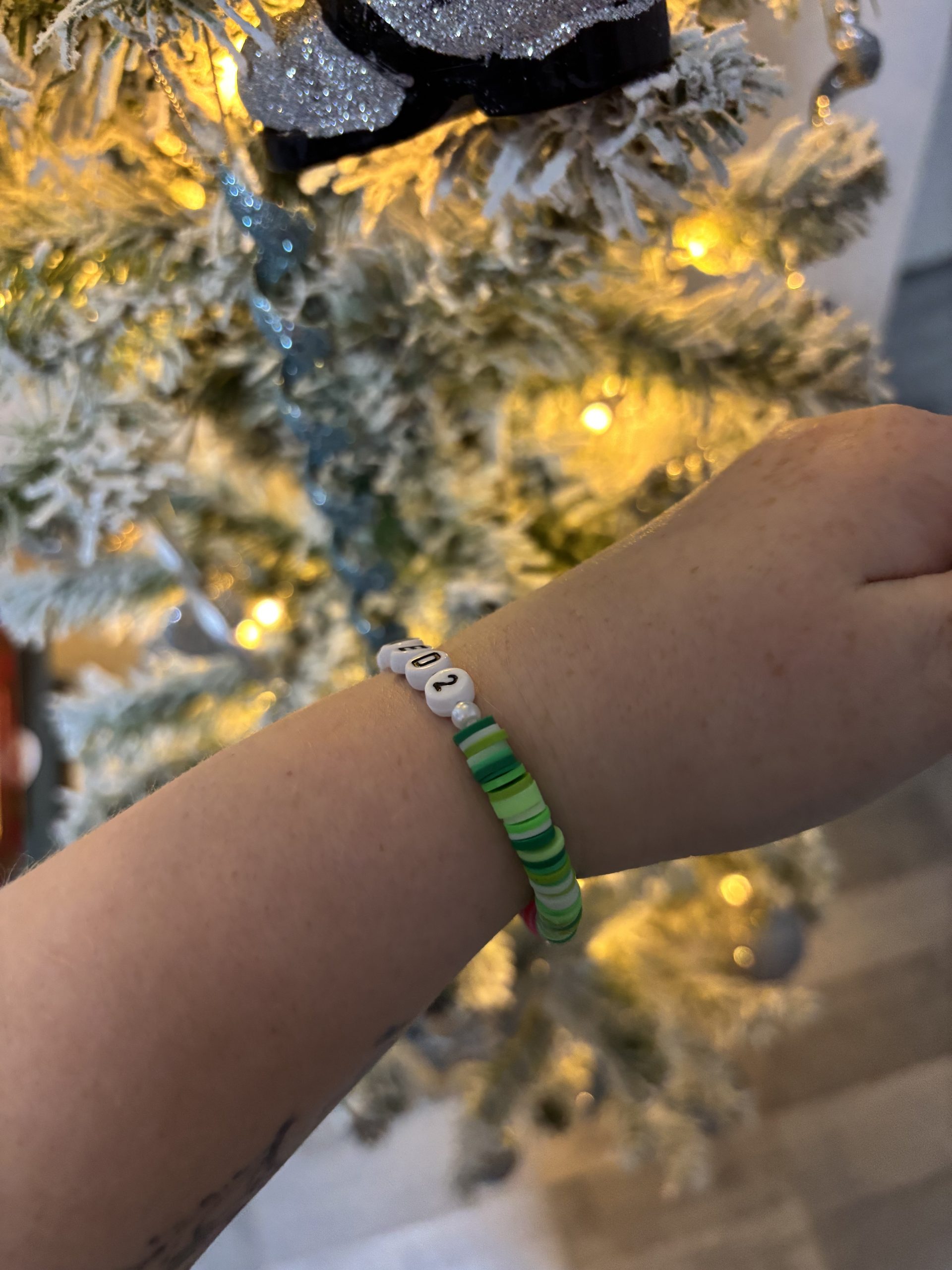 Wicked 2 - pink & green clay bead bracelet - Image 1