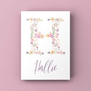 A4 unframed floral personalised letter name print